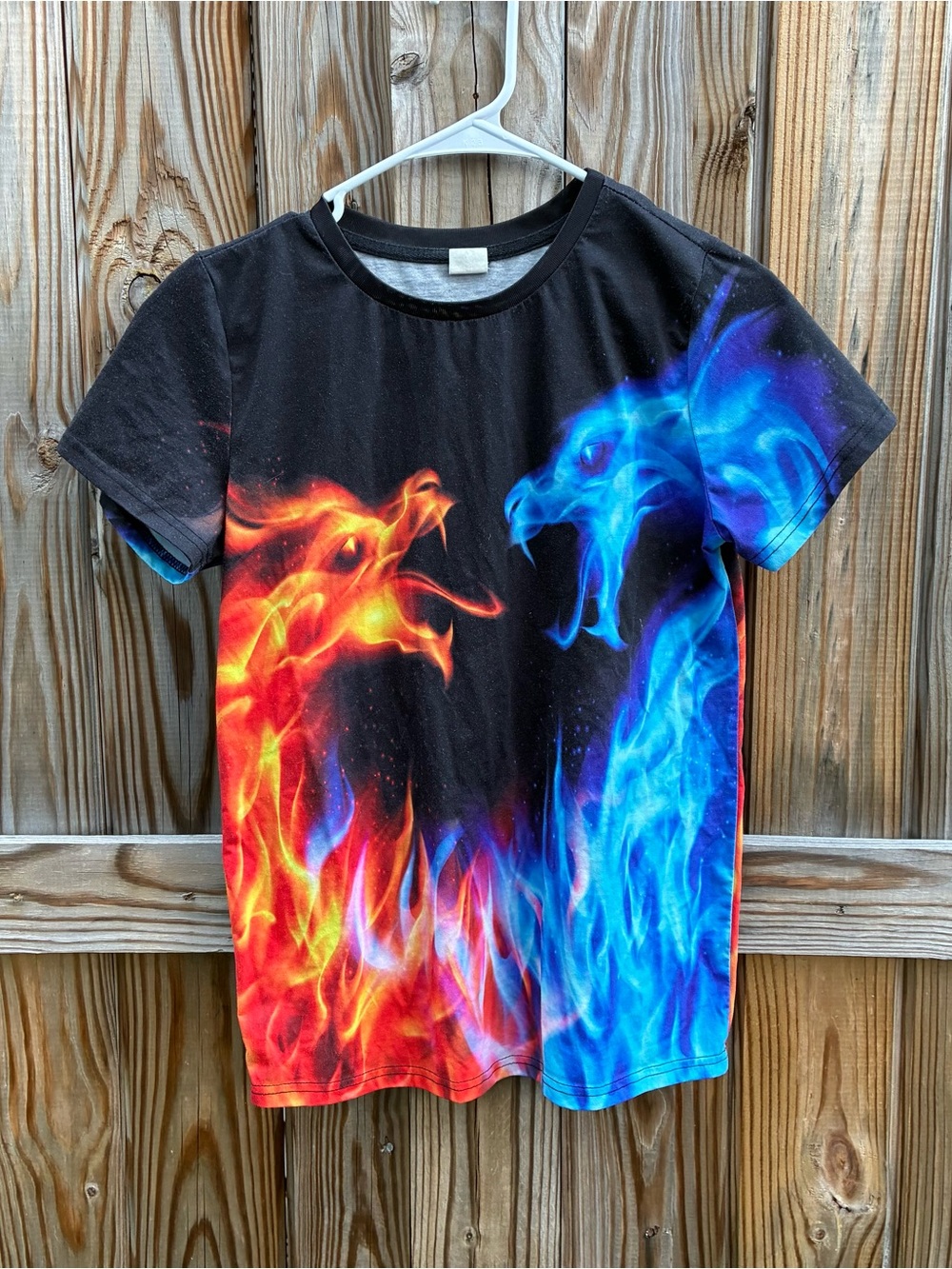 Fire vs Ice Graphic Tee - Black, Red & Blue